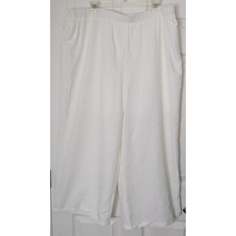 Womens 2 Piece Lounge Set White Gold Trim 4XL Top Pants - Picture 2 of 12